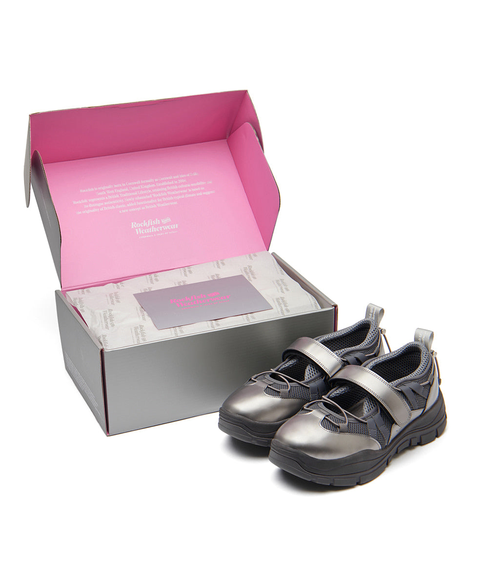 Bryn Velcro Sneakers (mesh) Dark Silver – Rockfish Wellies