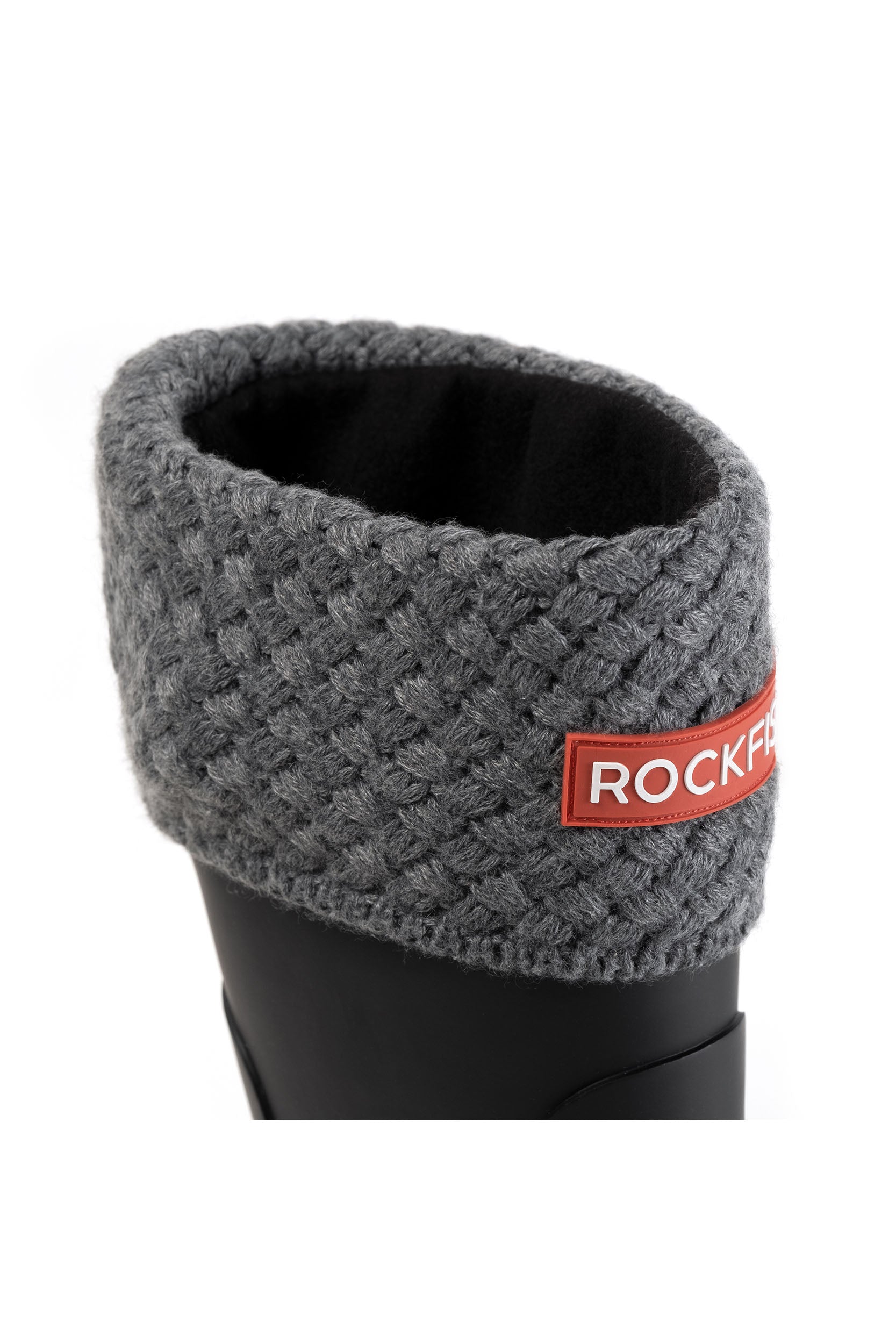 Cable knit cuff mid boot Wellington boot Fleece